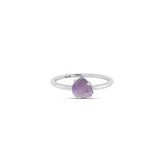 925 Sterling Silver Natural Amethyst Raw Stackable Ring Prong Set Jewelry Pack of 12