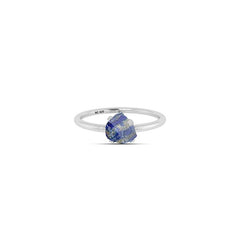 925 Sterling Silver Natural Raw Lapis Lazuli Ring Prong Set Jewelry Pack of 12