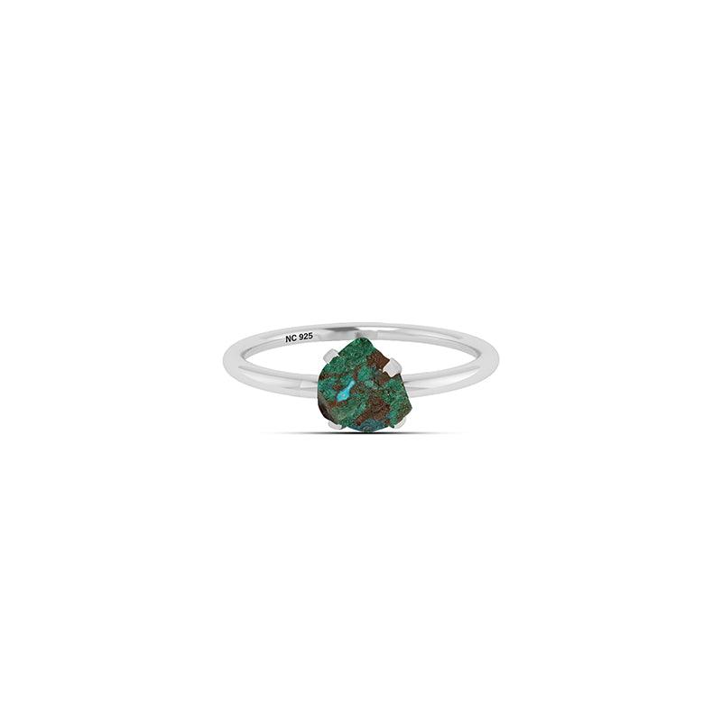 Natural Rough Chrysocolla Ring 925 Sterling Silver Prong Set Jewelry Pack of 12