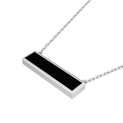 925 Sterling Silver Natural Black Onyx Bar Pendant Necklace With Silver Chain 18' in Jewelry Pack of 3