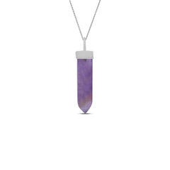 Amethyst Pencil Pendant Necklace With Chain 18 Inches 925 Sterling Silver Jewelry Pack of 3
