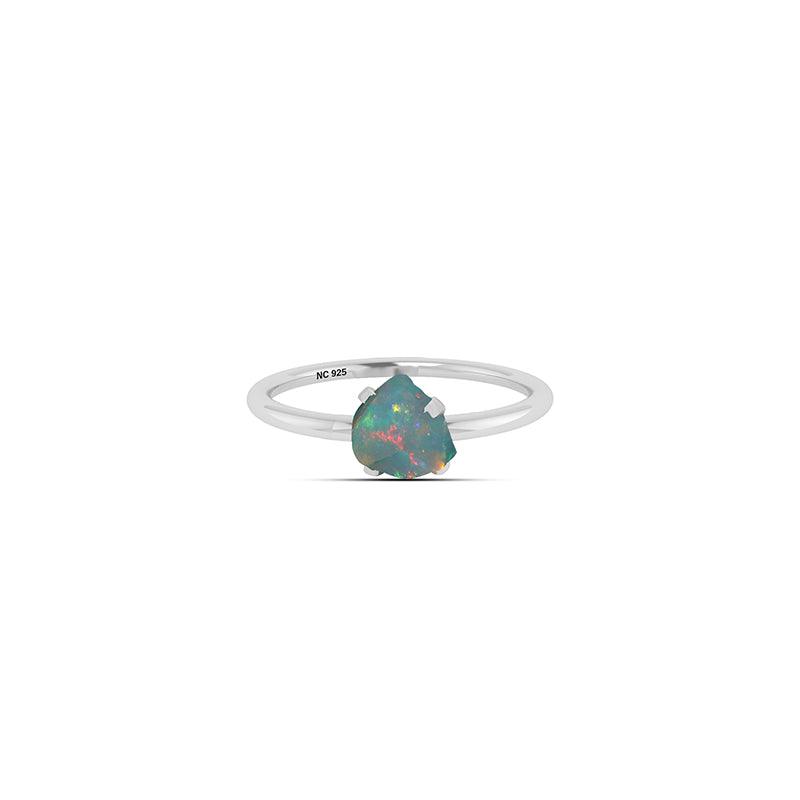 Natural Rough Ethiopian Opal Ring Sterling Silver Prong Set Handmade Jewelry Pack of 12