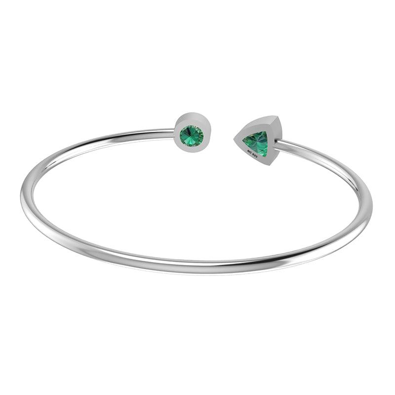 Natural Emerald Cuff Bangle | Emerald Silver Bracelet | Emerald Cut Stone Bangle | 925 Sterling Silver Jewelry ( Assorted Shape )