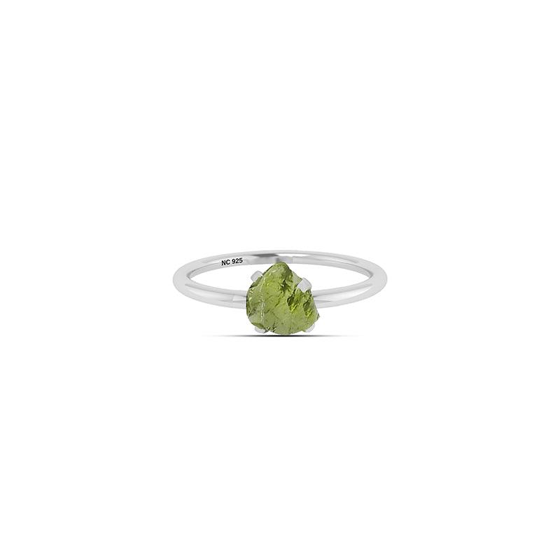 925 Sterling Silver Natural Raw Peridot Ring Prong Set Jewelry Pack of 12