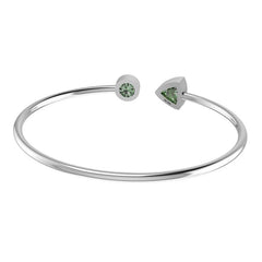 Natural Green Tourmaline Cuff Bangle | Tourmaline Silver Bracelet | Tourmaline Cut Stone Bangle | 925 Sterling Silver Jewelry ( Assorted Shape )