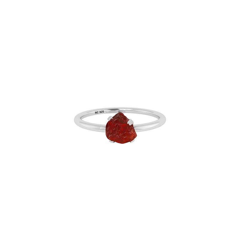 925 Sterling Silver Natural Red Garnet Raw Ring Prong Set Pack of 12