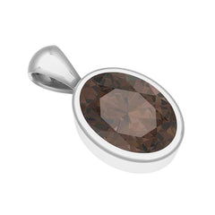 925 Sterling Silver Natural Smoky Cut Stone Pendant Necklace Jewelry Pack of 12