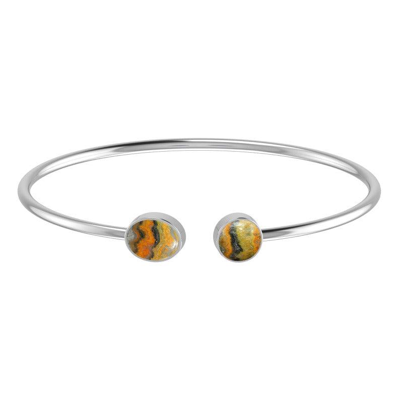 925 Sterling Silver Cab Bumble Bee Twister Bangle Bracelet Bezel Set Jewelry Pack of 1