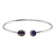 925 Sterling Silver Cab Sodalite Twister Bangle Bracelet Bezel Set Jewelry Pack of 1