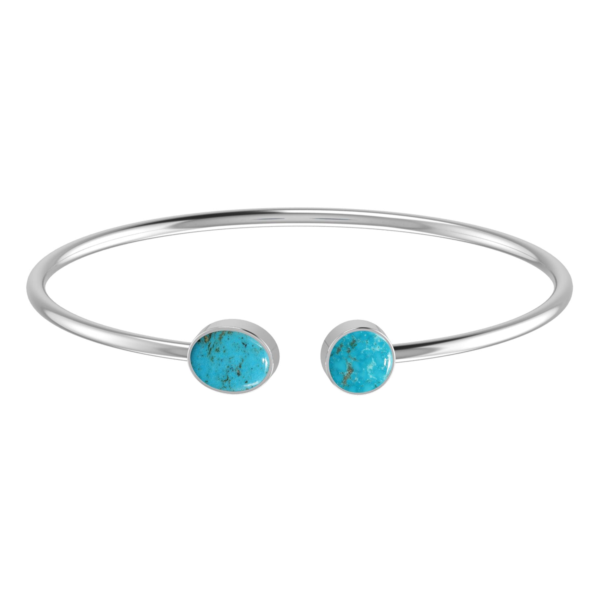 925 Sterling Silver Natural Turquoise Cuff Bangle jewelry Bezel Set Pack of 1