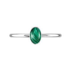 925 Sterling Silver Natural Malachite Stackable Ring Bezel Set Jewelry Pack of 12