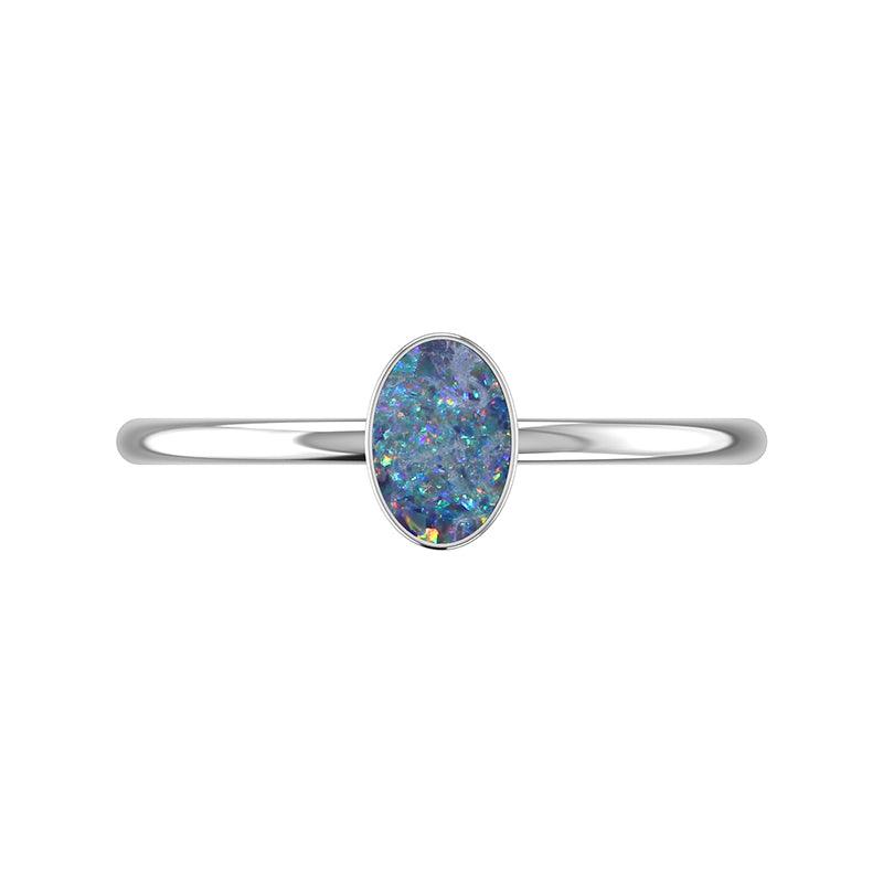 Natural Australian Opal Rings for Women in Sterling Silver (Pack of 12, Bezel-Set)