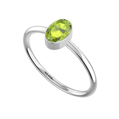 Natural Peridot Cut Ring 925 Sterling Silver Bezel Set Handmade Jewelry Pack of 12