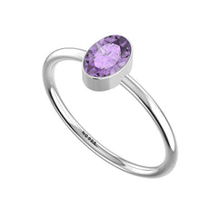 Natural Amethyst Cut Ring 925 Sterling Silver Bezel Set Handmade Jewelry Pack of 12
