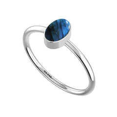 925 Sterling Silver Natural Labradorite Stackable Ring Bezel Set Jewelry Pack of 12
