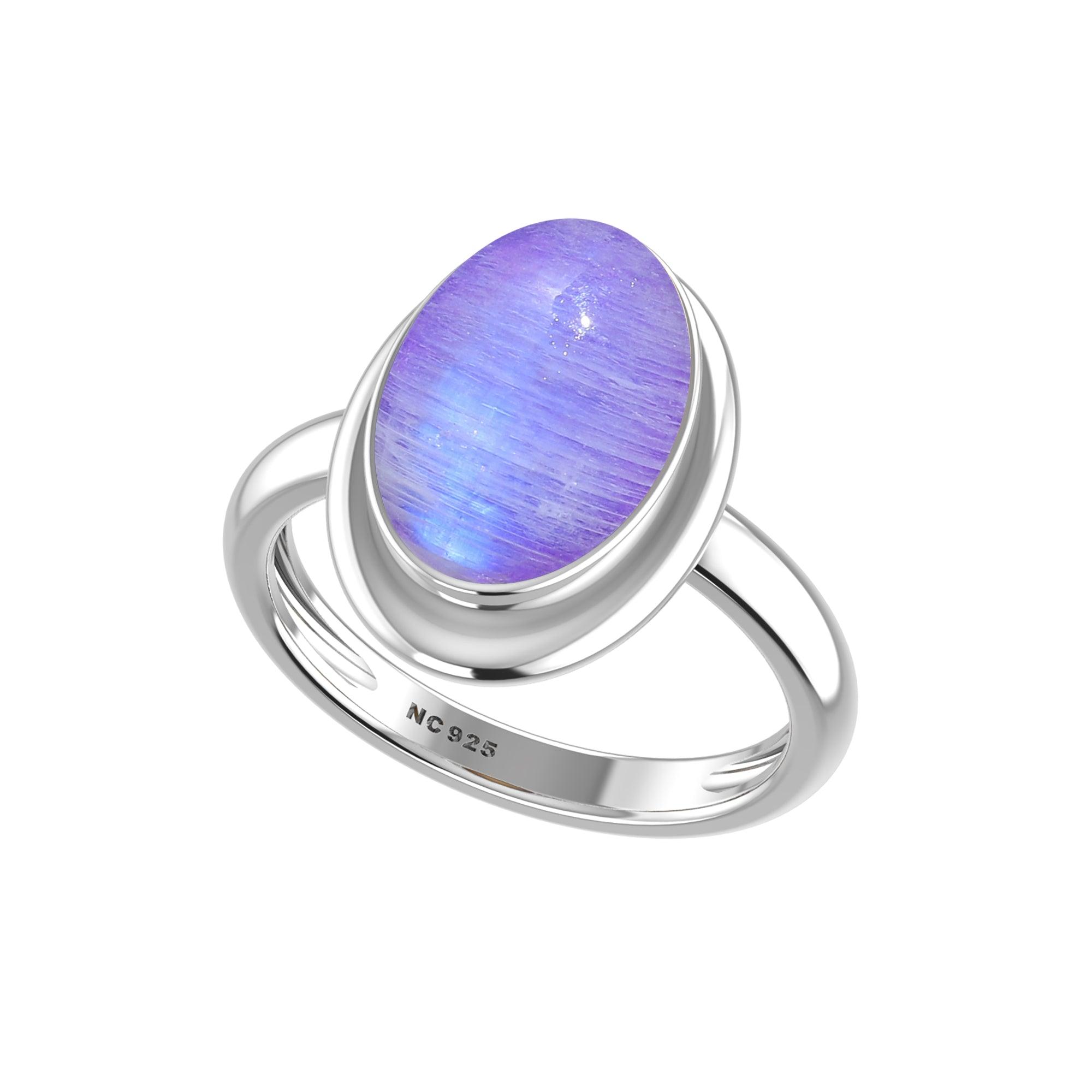925 Sterling Silver Natural Purple Moonstone Ring Handmade Jewelry Pack of 6 - (Box 3)