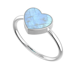 Natural Rainbow Moonstone Heart Shape Ring 925 Sterling Silver Bezel Set Handmade Jewelry Pack of 12