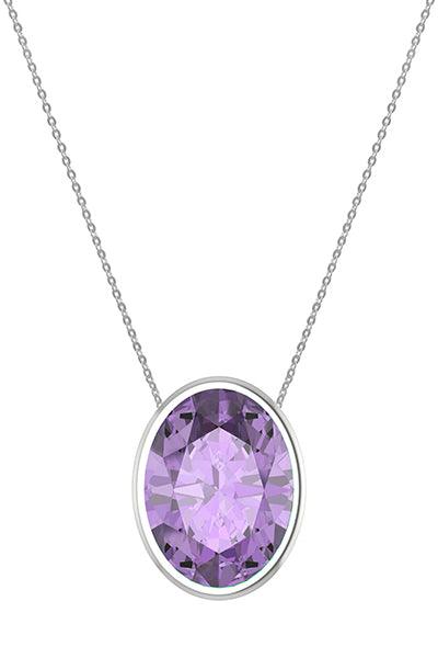 925 Sterling Silver Natural Amethyst Slider Necklace 18'in Chain Bezel Set Jewelry pack of 3