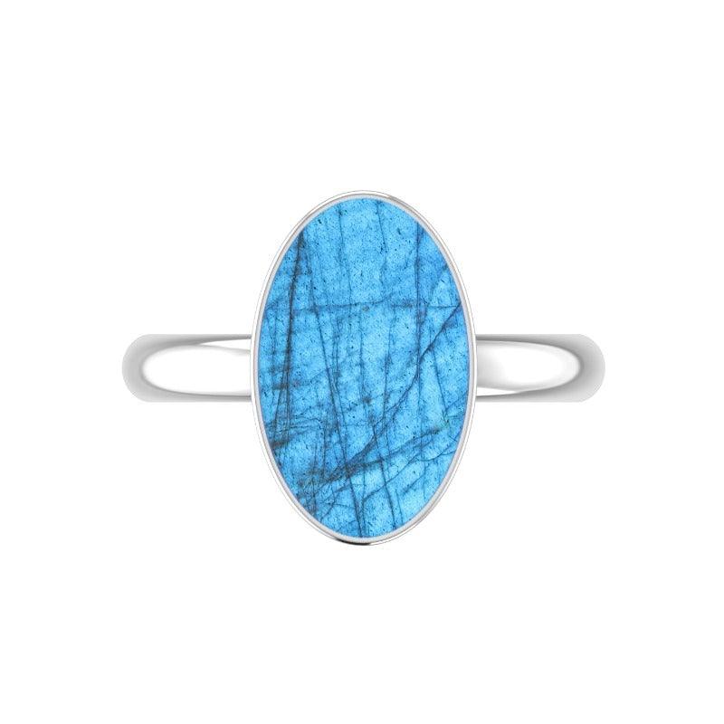 Natural Labradorite Cab Ring 925 Sterling Silver Bezel Set Jewelry Pack of 4