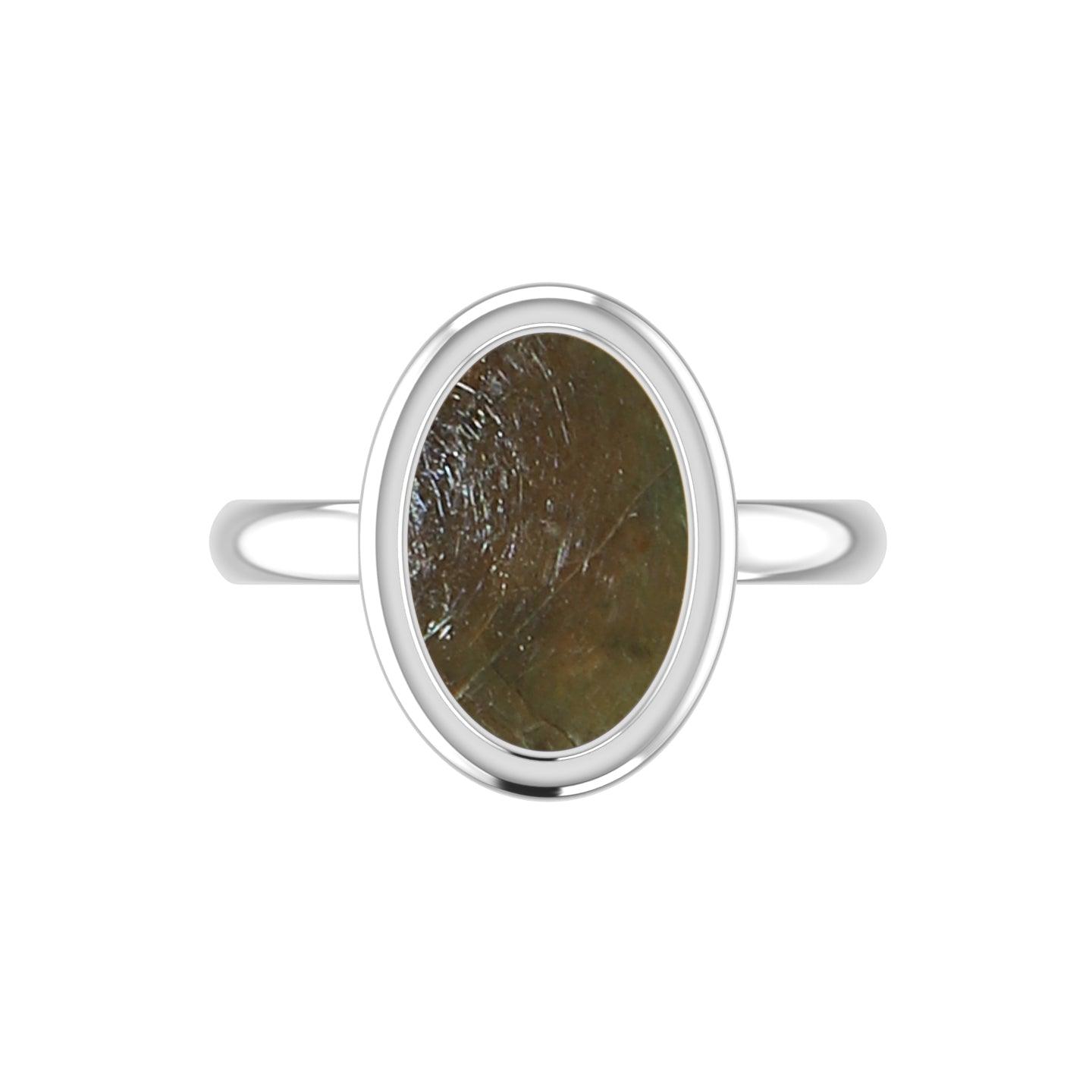 Natural Ammolite Rings for Women in Sterling Silver (Pack of 6, Bezel-Set)