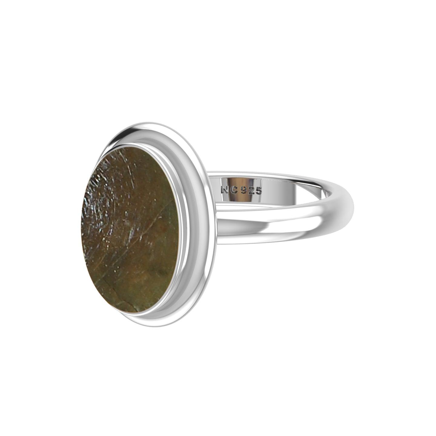 Natural Ammolite Rings for Women in Sterling Silver (Pack of 6, Bezel-Set)