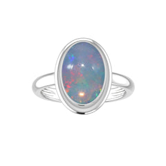 Natural Ethiopian Opal Rings for Women in Sterling Silver (Pack of 6, Bezel-Set)