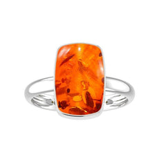 Natural Amber Cab Ring 925 Sterling Silver Bezel Set Jewelry Pack of 4