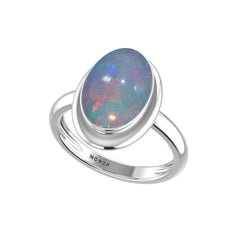 Natural Ethiopian Opal Rings for Women in Sterling Silver (Pack of 6, Bezel-Set)