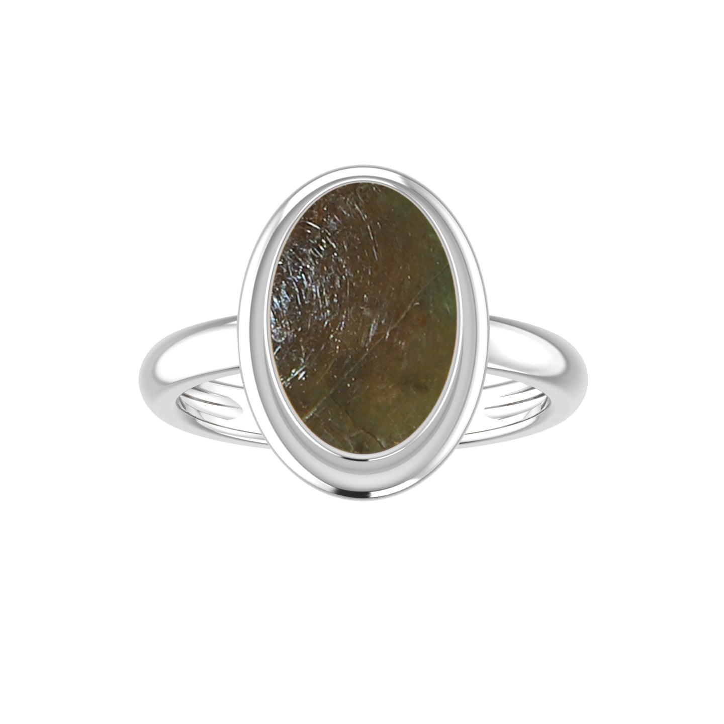 Natural Ammolite Rings for Women in Sterling Silver (Pack of 6, Bezel-Set)