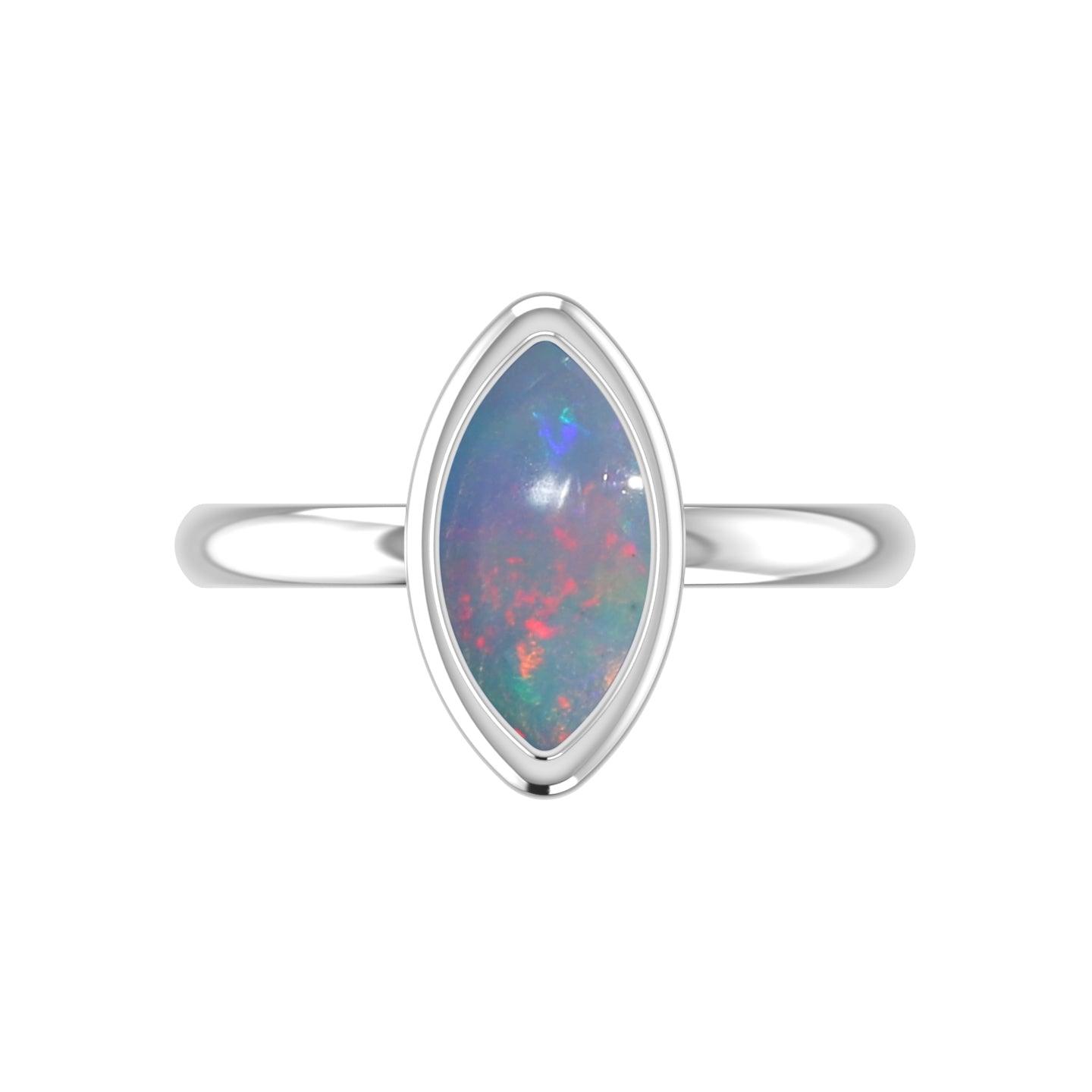 Natural Ethiopian Opal Rings for Women in Sterling Silver (Pack of 6, Bezel-Set)