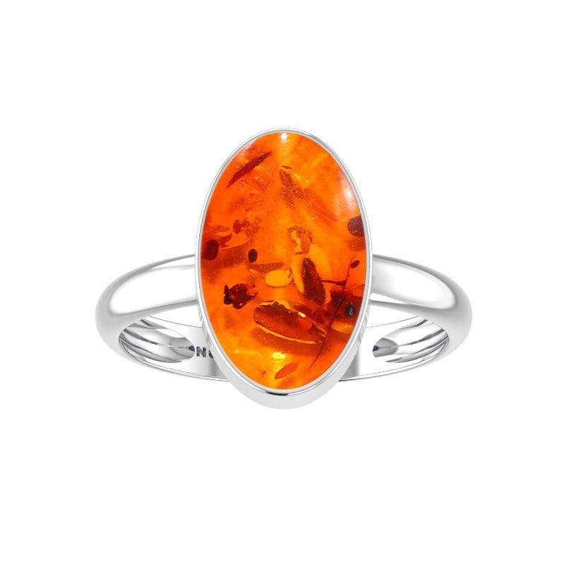 Natural Amber Cab Ring 925 Sterling Silver Bezel Set Jewelry Pack of 4