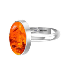 Natural Amber Cab Ring 925 Sterling Silver Bezel Set Jewelry Pack of 4