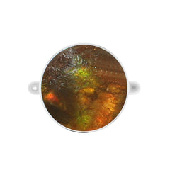 Natural Ammolite Rings for Women in Sterling Silver (Pack of 6, Bezel-Set)