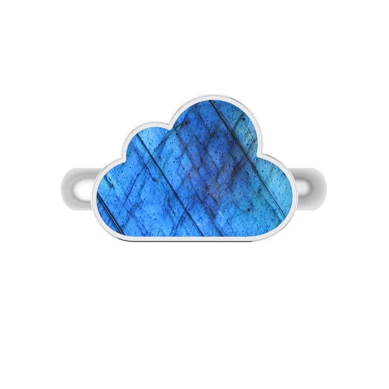 925 Sterling Silver Cab Ring Natural Labradorite Cloud Shape Ring  Pack of 6