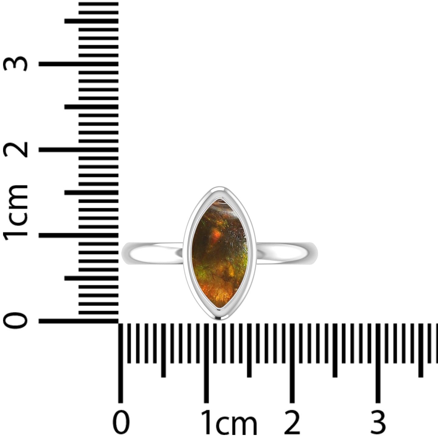 Natural Ammolite Rings for Women in Sterling Silver (Pack of 6, Bezel-Set)