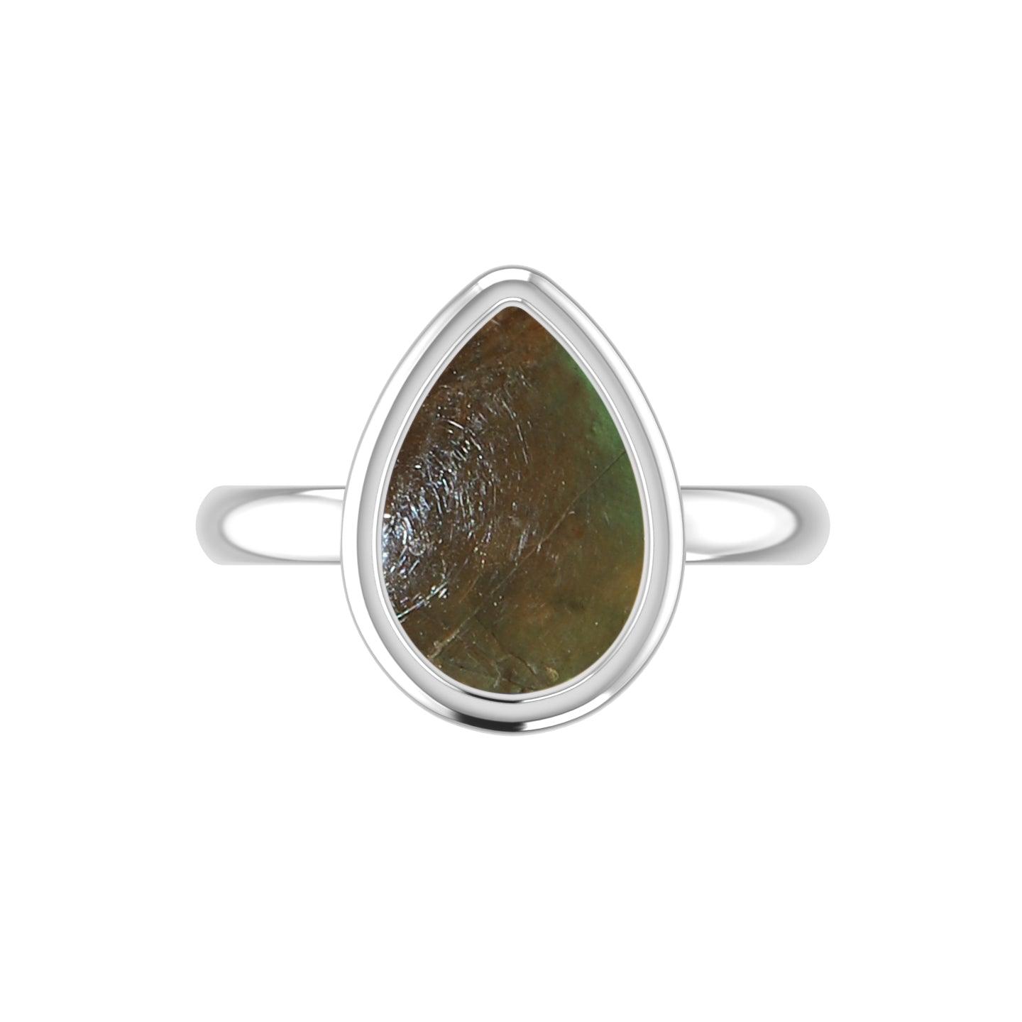 Natural Ammolite Rings for Women in Sterling Silver (Pack of 6, Bezel-Set)