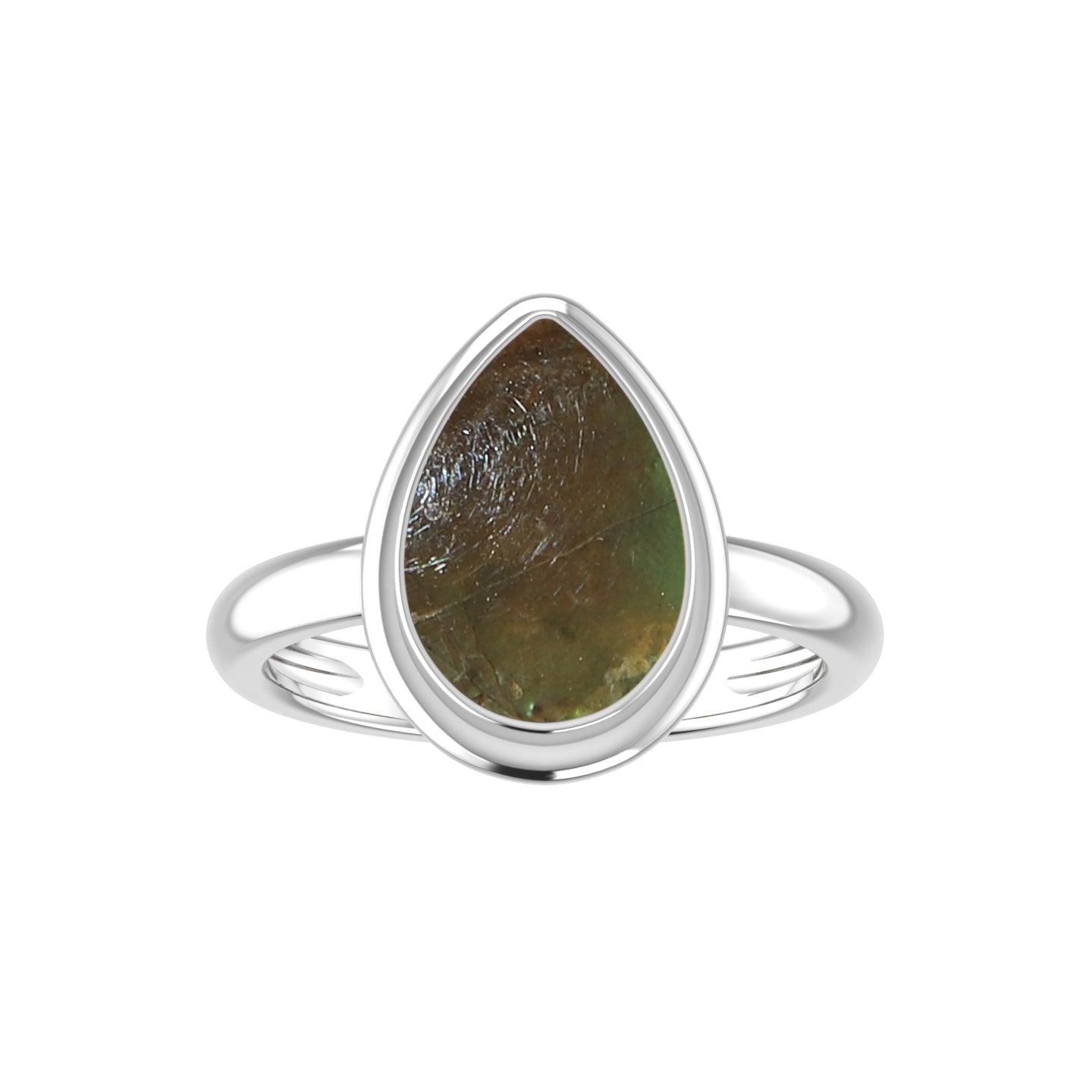 Natural Ammolite Rings for Women in Sterling Silver (Pack of 6, Bezel-Set)