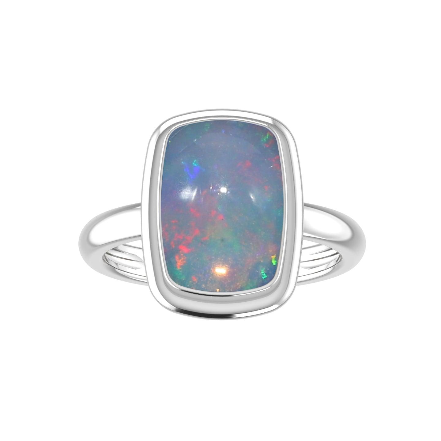 Natural Ethiopian Opal Rings for Women in Sterling Silver (Pack of 6, Bezel-Set)