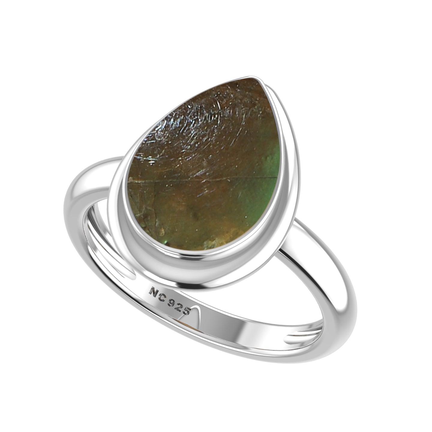 Natural Ammolite Rings for Women in Sterling Silver (Pack of 6, Bezel-Set)