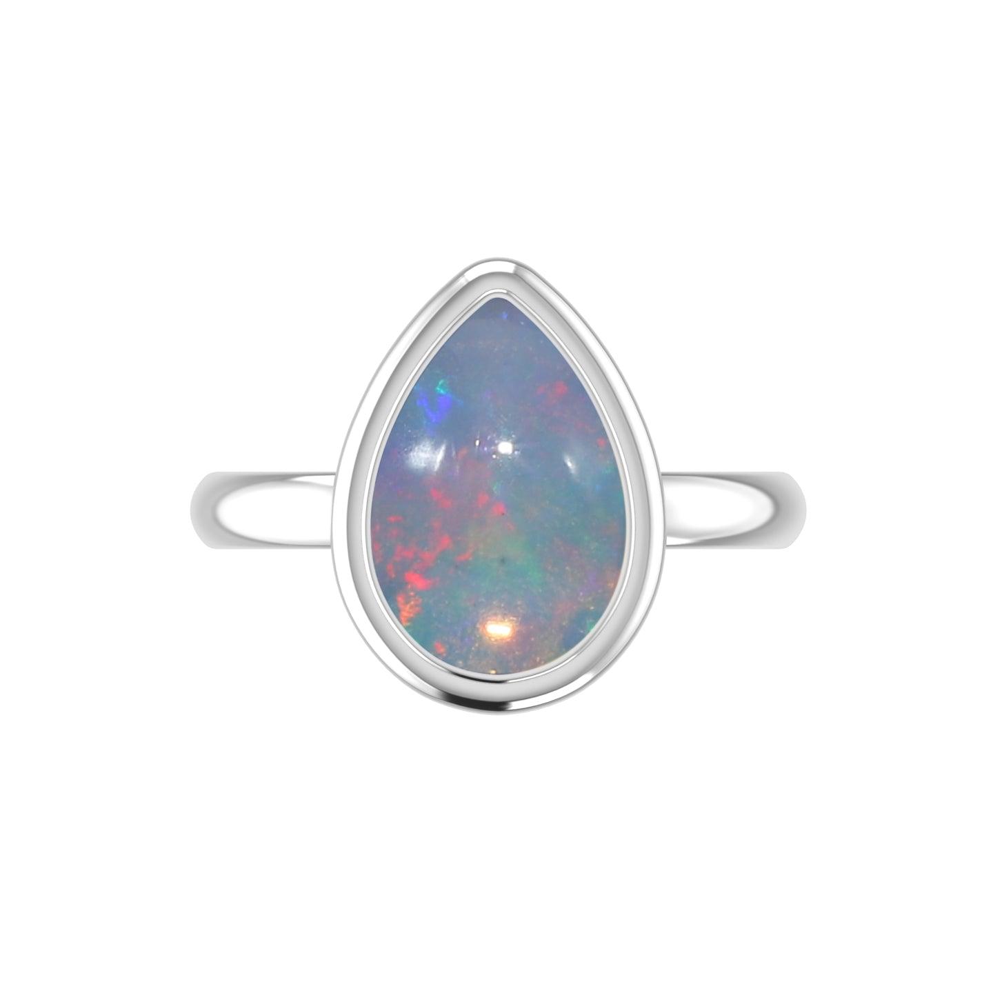 Natural Ethiopian Opal Rings for Women in Sterling Silver (Pack of 6, Bezel-Set)