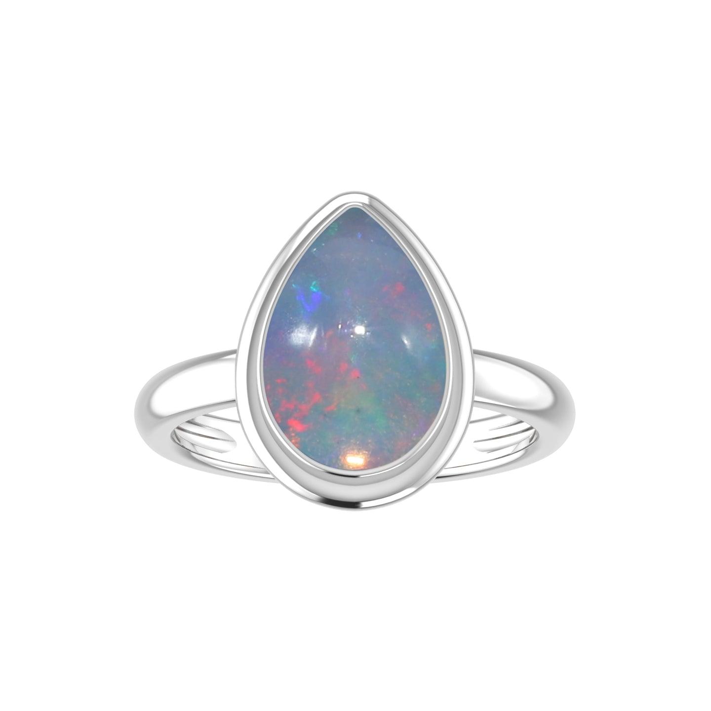 Natural Ethiopian Opal Rings for Women in Sterling Silver (Pack of 6, Bezel-Set)