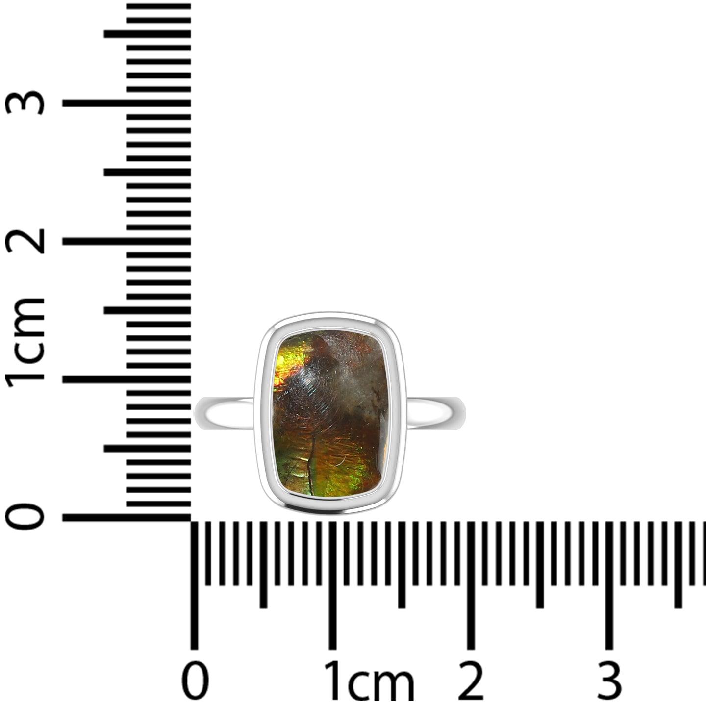 Natural Ammolite Rings for Women in Sterling Silver (Pack of 6, Bezel-Set)