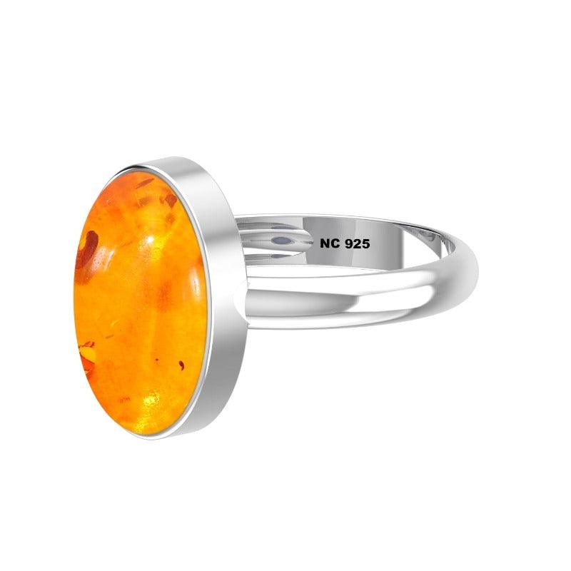 Natural Amber Cab Ring 925 Sterling Silver Bezel Set Jewelry Pack of 4