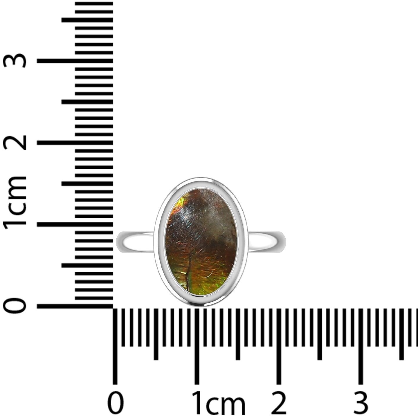 Natural Ammolite Rings for Women in Sterling Silver (Pack of 6, Bezel-Set)