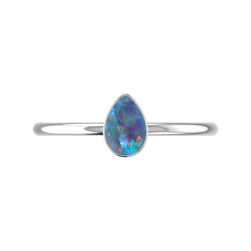 Natural Australian Opal Rings for Women in Sterling Silver (Pack of 12, Bezel-Set)