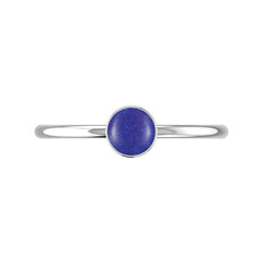 925 Sterling Silver Natural Lapis Lazuli Stackable Ring Bezel Set Jewelry Pack of 12
