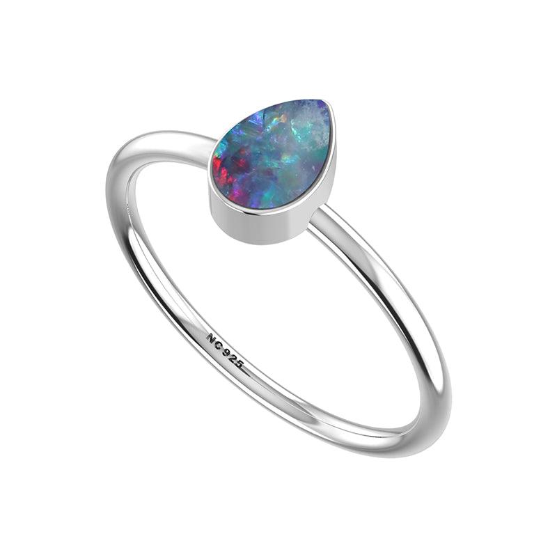 Natural Australian Opal Rings for Women in Sterling Silver (Pack of 12, Bezel-Set)