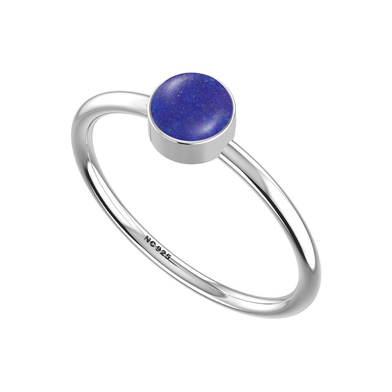 925 Sterling Silver Natural Lapis Lazuli Stackable Ring Bezel Set Jewelry Pack of 12