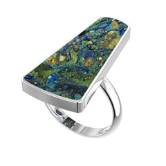 Natural Azurite Malachite Ring 925 Sterling Silver Bezel Set Jewelry Pack of 3 - (Box 9)