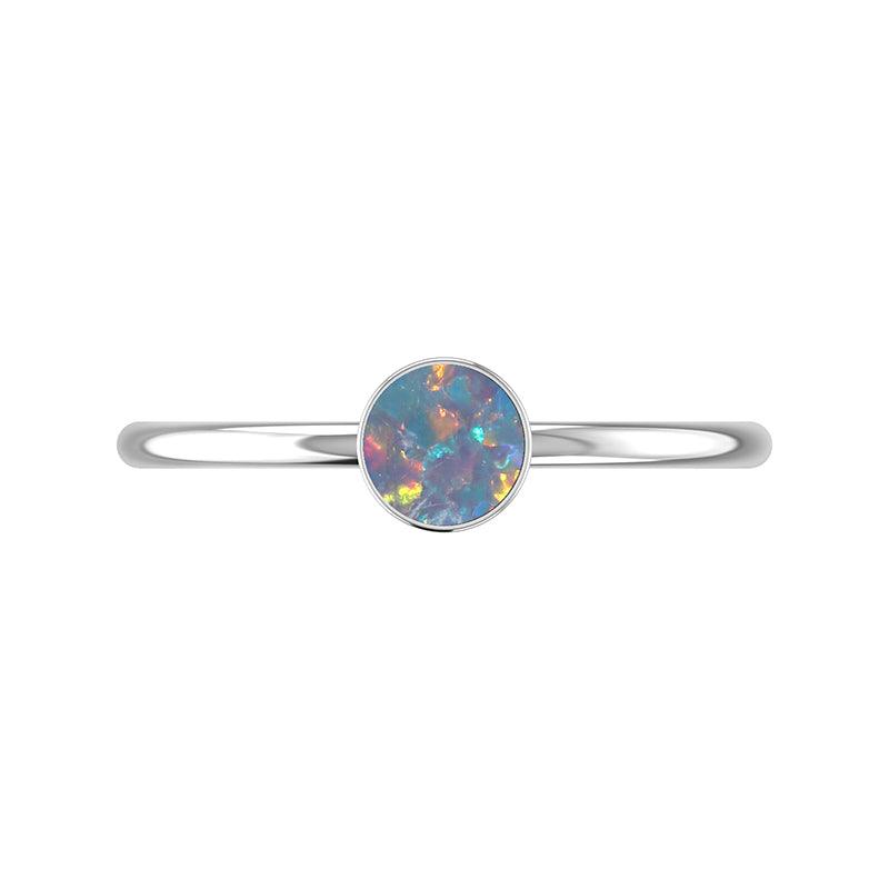 Natural Australian Opal Rings for Women in Sterling Silver (Pack of 12, Bezel-Set)